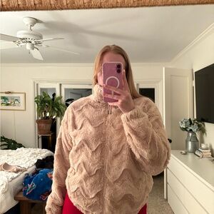 Urban Outfitters Cream and Pink Teddy Jacket